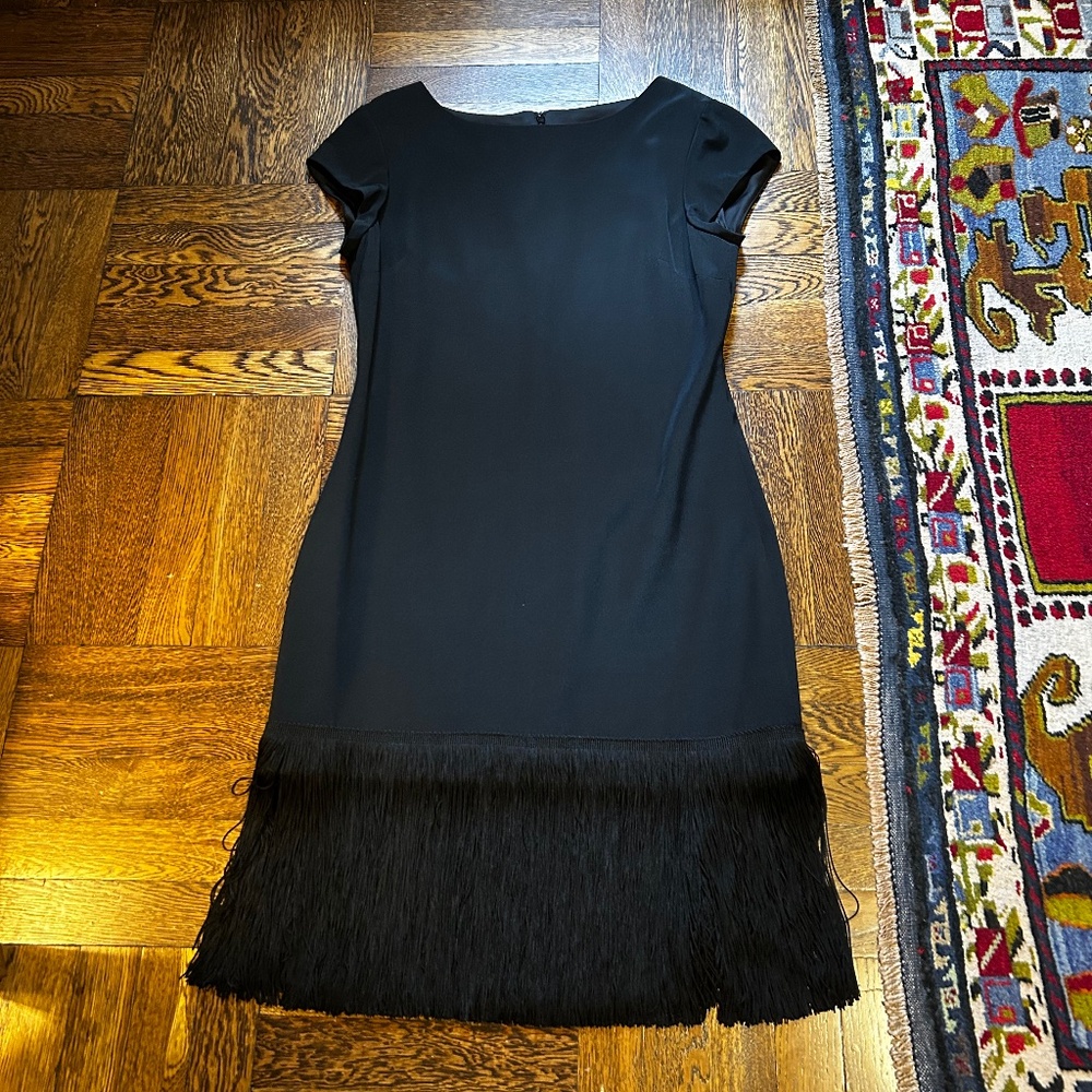 Black Marchesa Fringed Dress